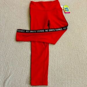 Zumba Game On High Waisted Crop Leggings. BNWT. Red. Women’s size XS.